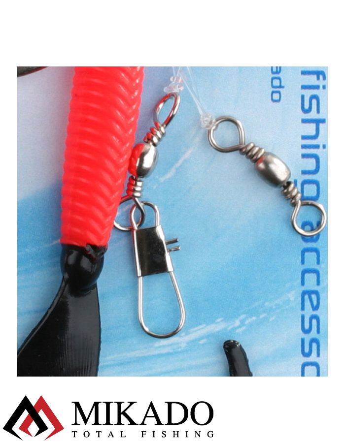 Морская оснастка Mikado PILK TWIST RIG 14см, крючок № 8/0 (RED/BLACK)