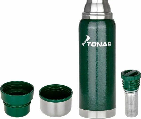 Термос (HS.TM-056-G) 750ML с ситечком зеленый (2 крышки-кружки) TONAR
