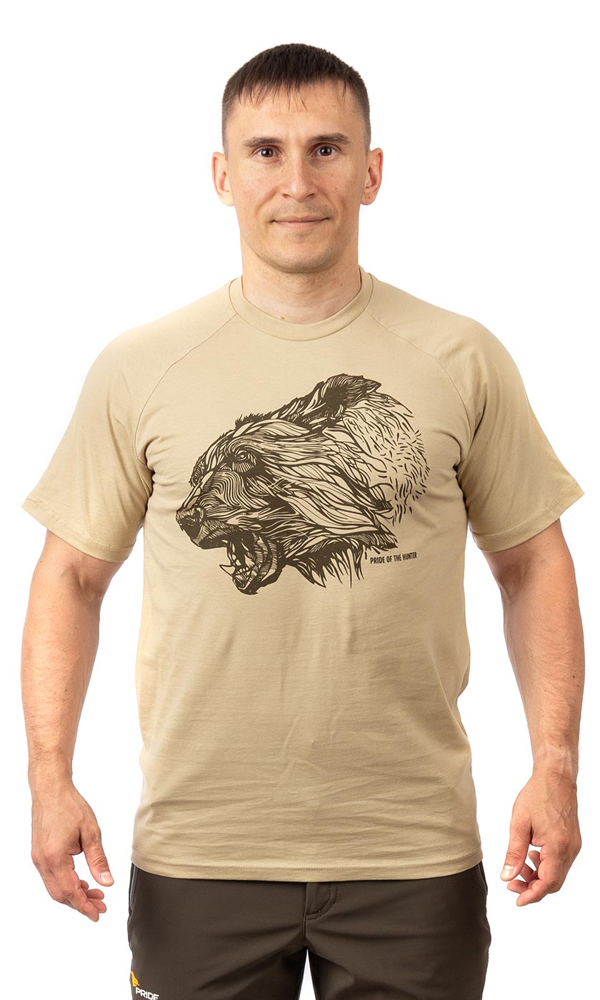 Футболка PRIDE Taiga king (Тайга кинг)(хлопок, бежевый) PRTS-06BG