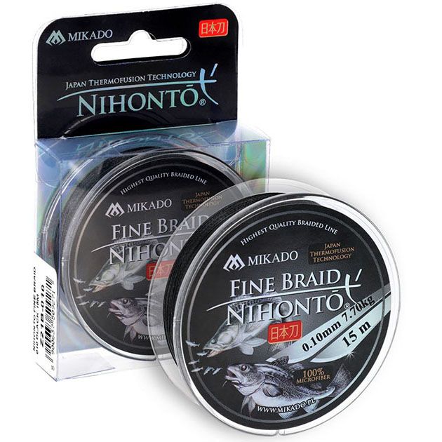 Плетеный шнур Mikado NIHONTO FINE BRAID 0,30 black (15 м) - 29.6 кг.