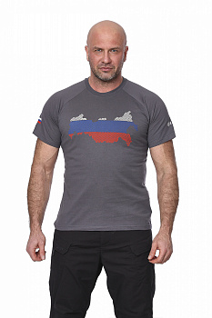 Футболка "Russia"(Россия) (хлопок, серый) 7TS-06GR 44