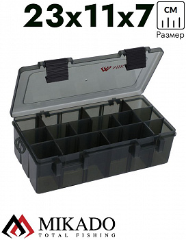 Коробка рыболовная Mikado, с глубокими отделениями FOR BAITS DEEP WITH COMPARTMENTS (23x11x7см.)